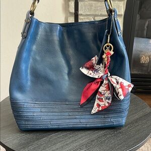 Nino Bossi NWOT Blue Distressed Leather Satchel